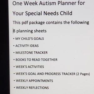 Weekly Autism Planner for Parents and Teachers. Checklist and Journal. PRINTABLE. Information Product. Digital Download