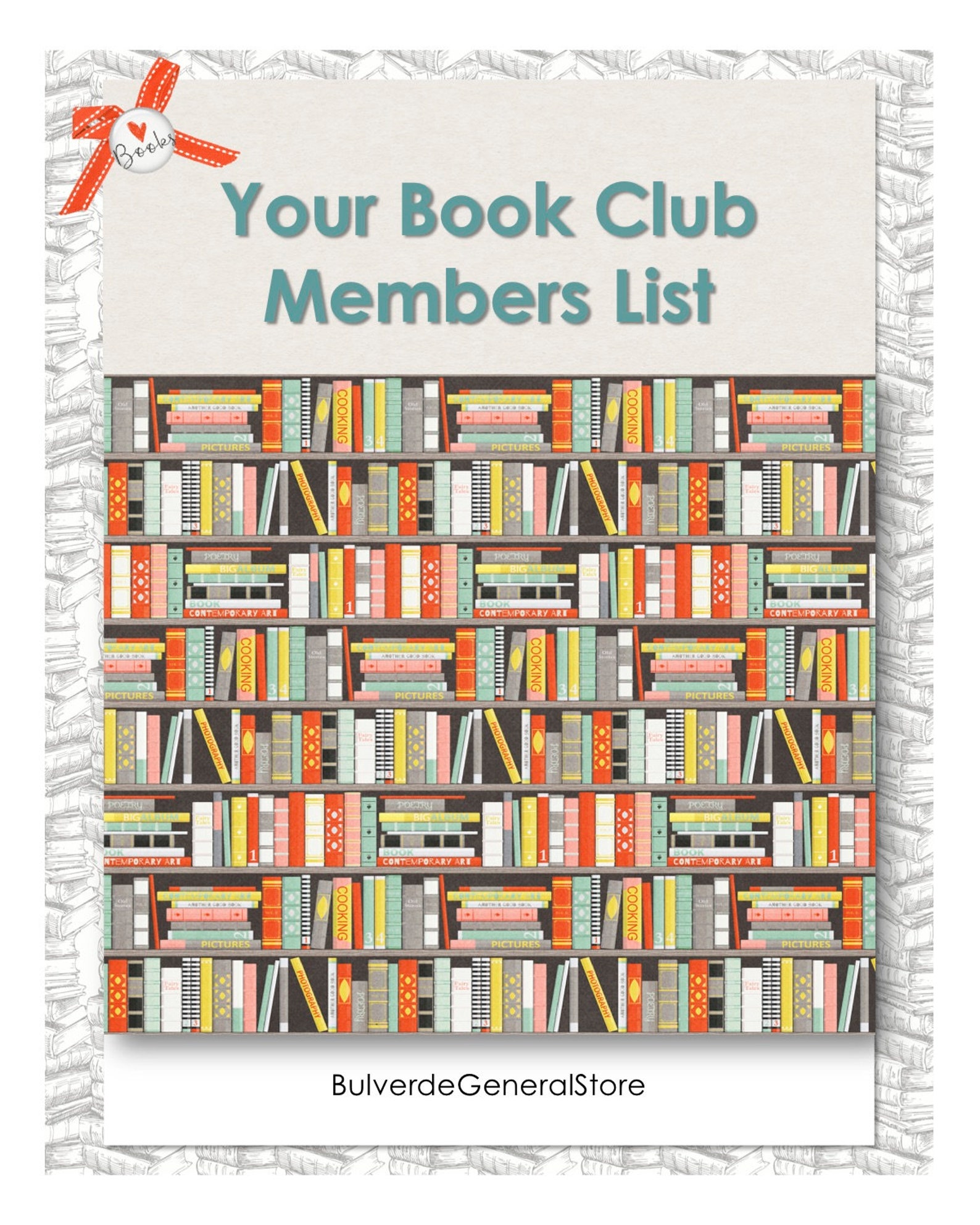 Book Club Members List PDF File. Downoadable. Print and Use Again and Agian Etsy