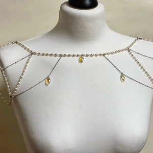 Pearl Shoulder Chain Bridal Shoulder Necklace Wedding Capelet Necklace for Off Shoulder Wedding Dress Bridal Cape Jewelry Pearl Necklace image 10