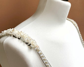Wedding dress bridal crystal straps, Bridal flower pearl Straps, Detachable Straps, Wedding Dress Sleeves