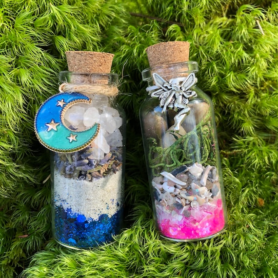 Magic Fairy Bottle, Magic Sleep Dream Bottle, Fairy Dust Glass Bottle, Natural Elements Bottle, Calming Spell Bottle, Terrarium Bottle