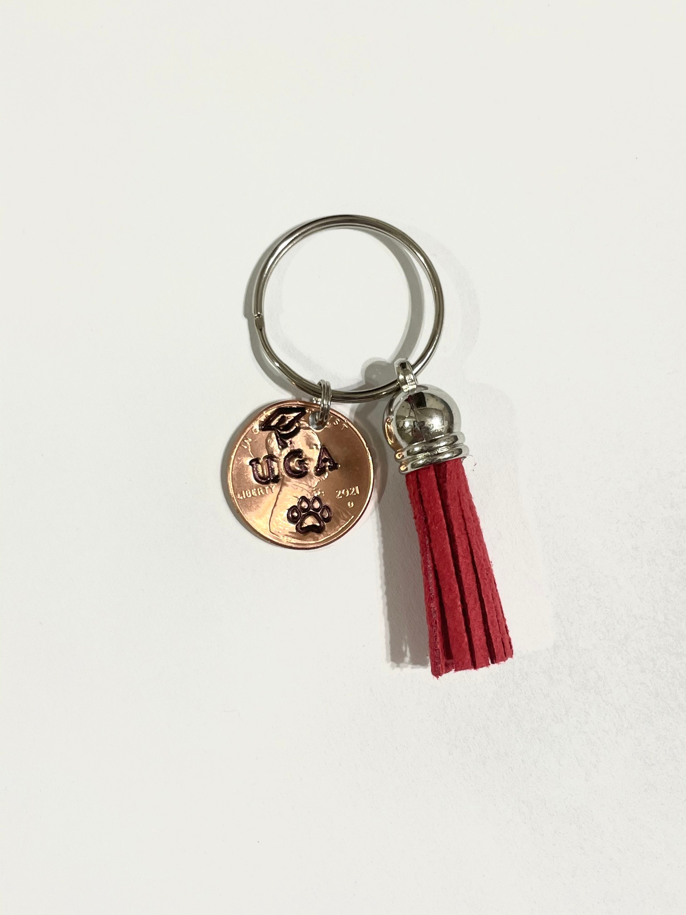 UGA Graduation Penny Keychain, Class of 2021-2025 Graduation Penny, School’s Initials Penny Keychain