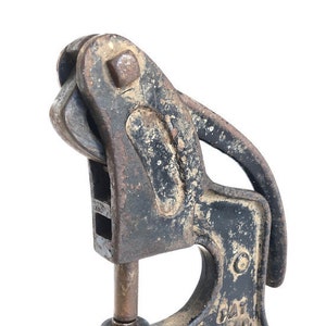 Antique Restored Cast Iron Royal Blue Rivet Press / Spindle 