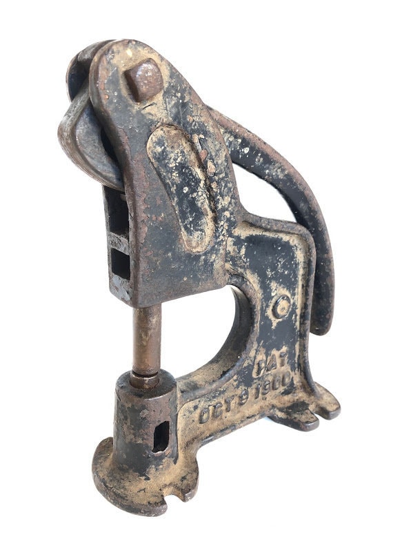 Antique Vintage Cast Iron Rex #27 Press Punch Rivet Tool Riveter Leather  1900Pat