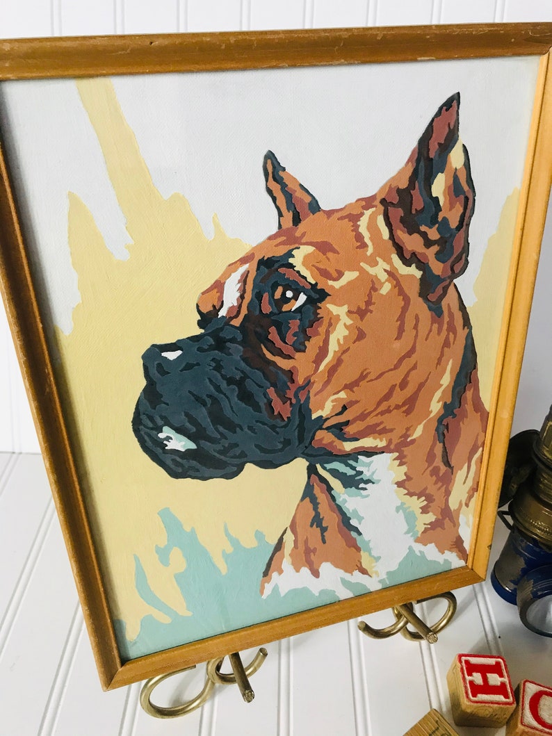 Vintage BOXER DOG Paint by Number Painting Framed Original Etsy