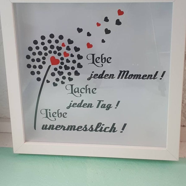 Frame LED illuminated with saying live, laugh, love