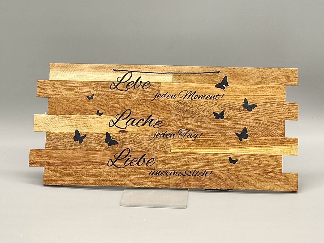 Holzschild mit Spruch Lebe, Lache, Liebe Etsy.de