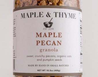 Granola de arce y nueces pecanas en frasco de regalo de 16.5 oz
