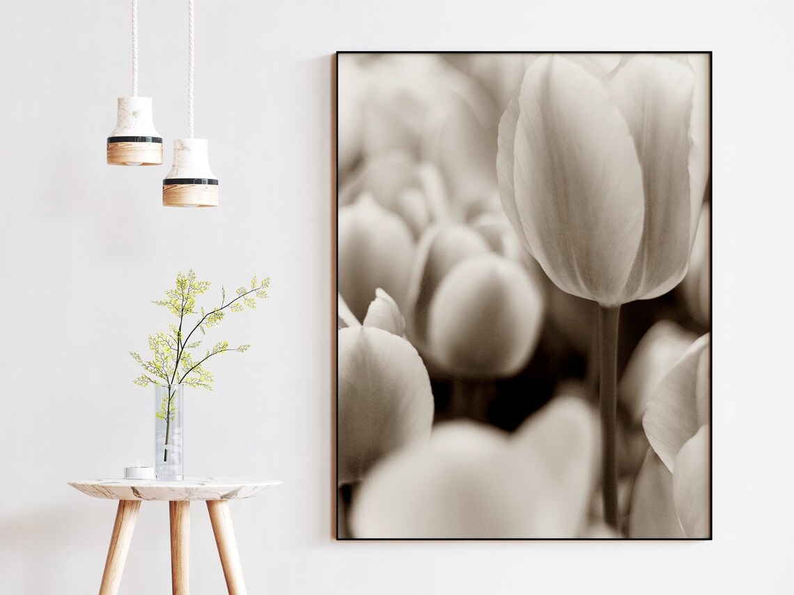 Botanical PRINTABLE wall art Sepia Wall Art Print Tulip Etsy