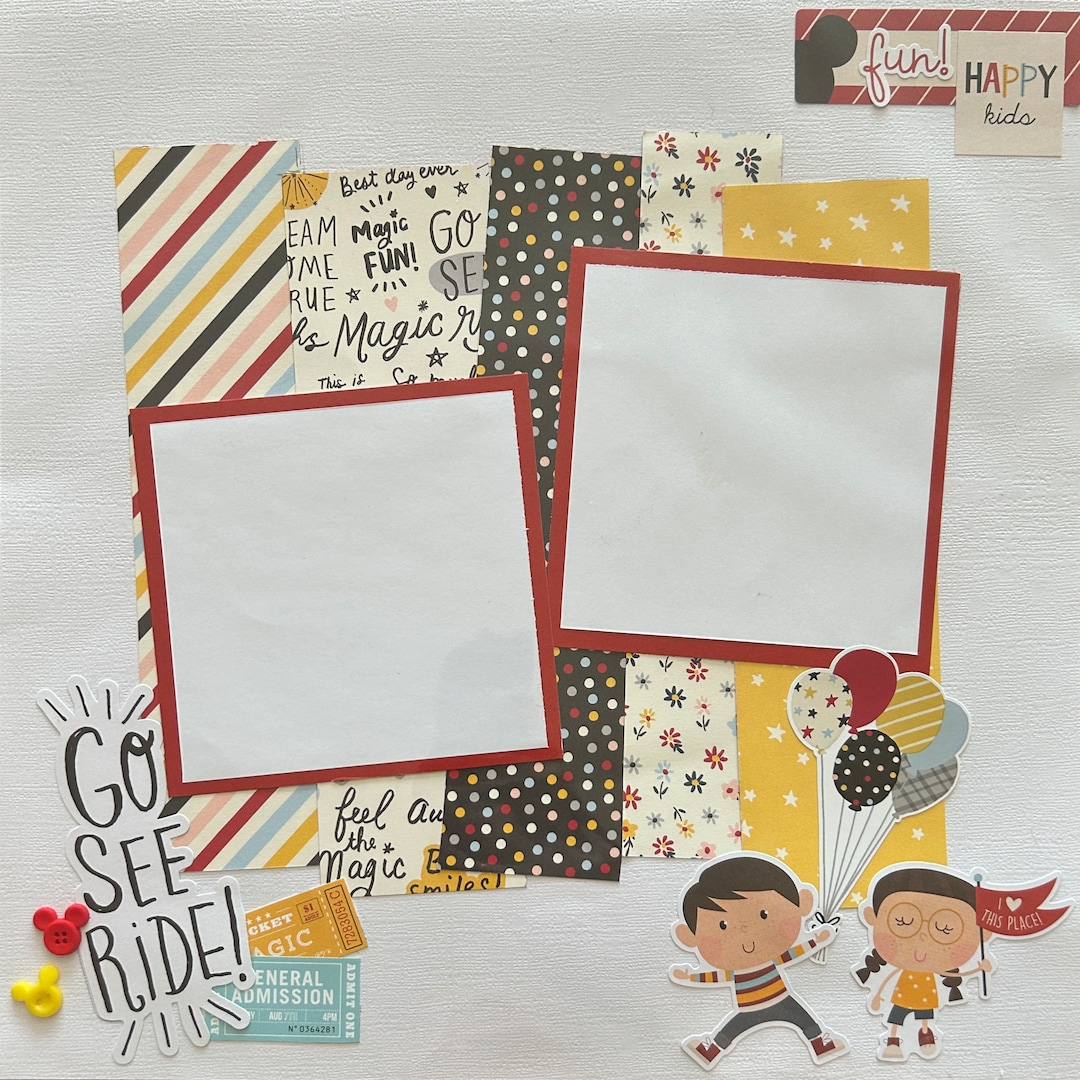 12X12 Disney Scrapbook Layout Go See Ride - Etsy