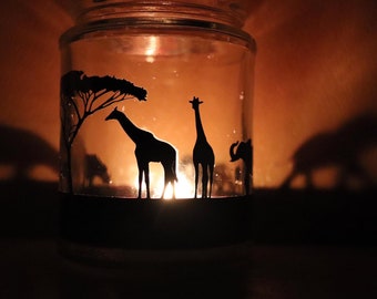 Safari Silhouette Jar - Tealight holder / storage jar