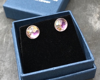 Amethyst 8MM Stud Earrings, Dainty Gemstone Jewellery, Sterling Silver Studs, Handmade Gift For Amethyst Lover, February Birthstone