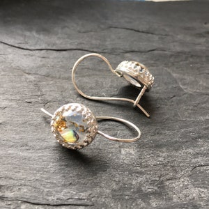 Blue Kyanite 10mm Crown Drop Earrings/925 Sterling Silver With Handmade Cabochon/Unique Wedding Jewellery/Unique Gift/Handcrafted In London