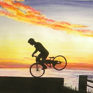 Cartes de vœux Bike at Sunset (5 cartes vierges)
