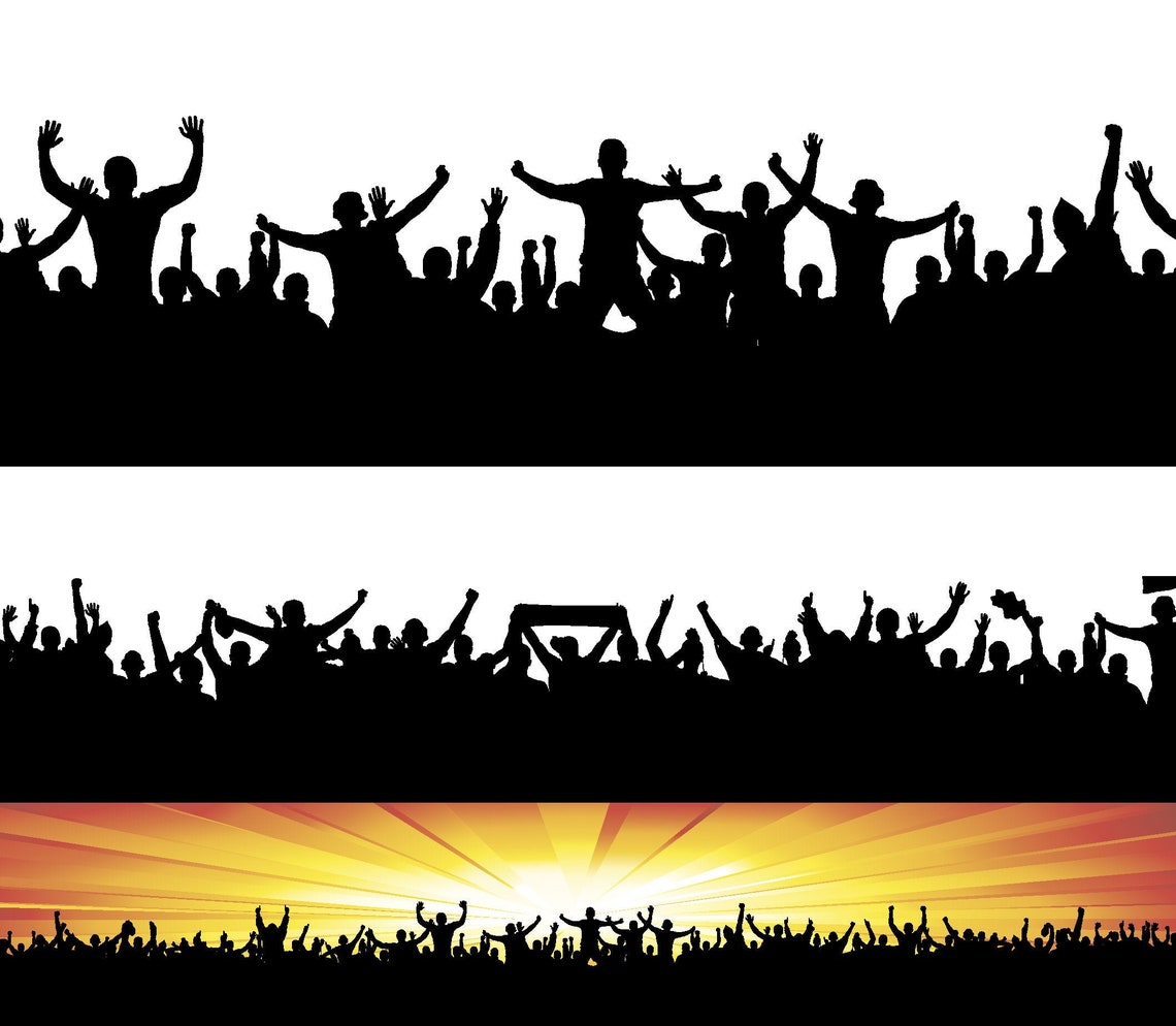 Cheering Crowd Svg Big Collection of People Silhouette Etsy