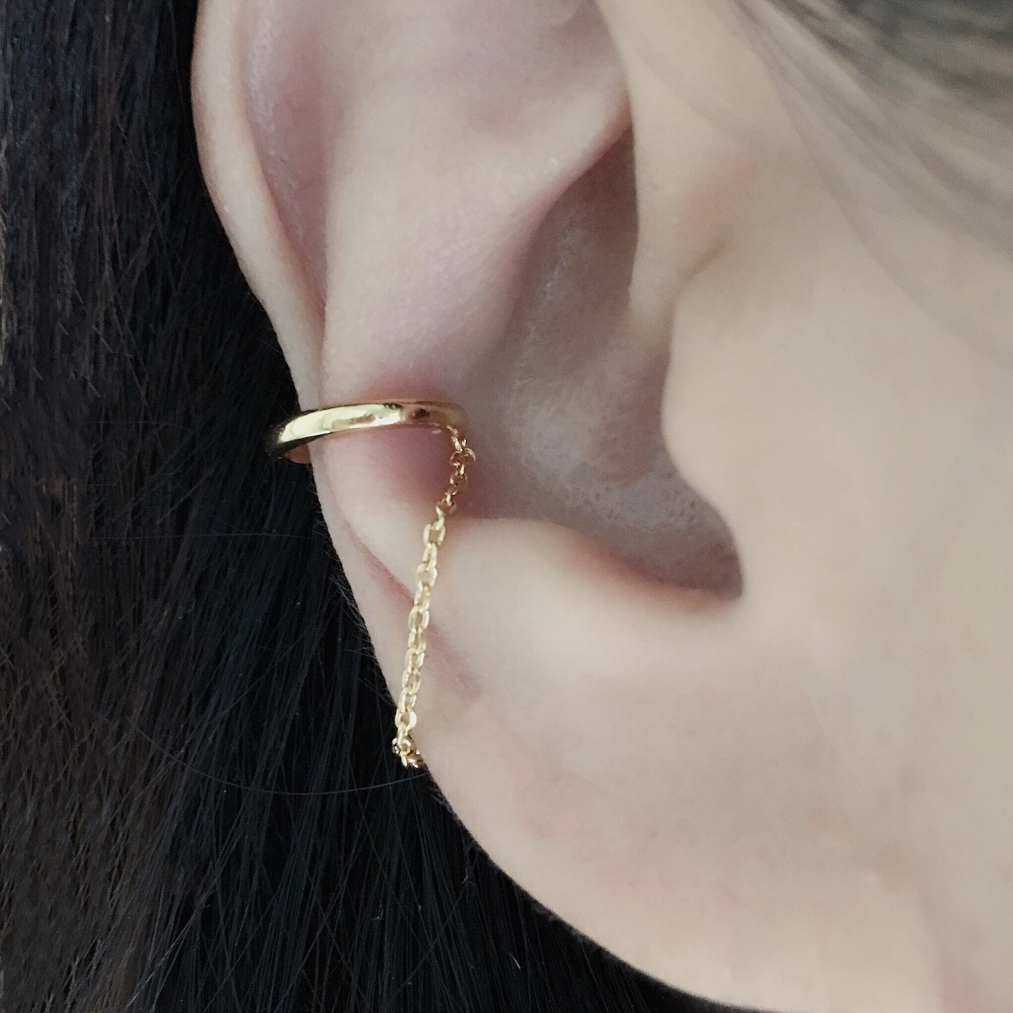 Gold Ear Wrap with Chain Conch No Pierce Chain Ear Cuff Etsy