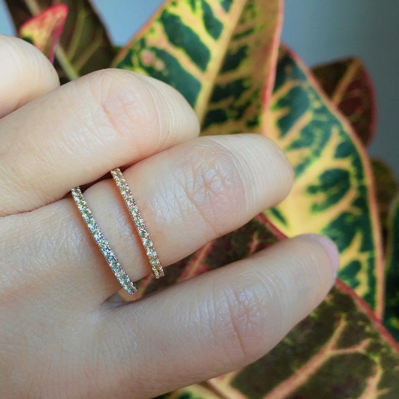 Yellow CZ Diamond Eternity November Birthstone Yellow Sapphire Full Pave Ring Citrine Eternity Stacking Band