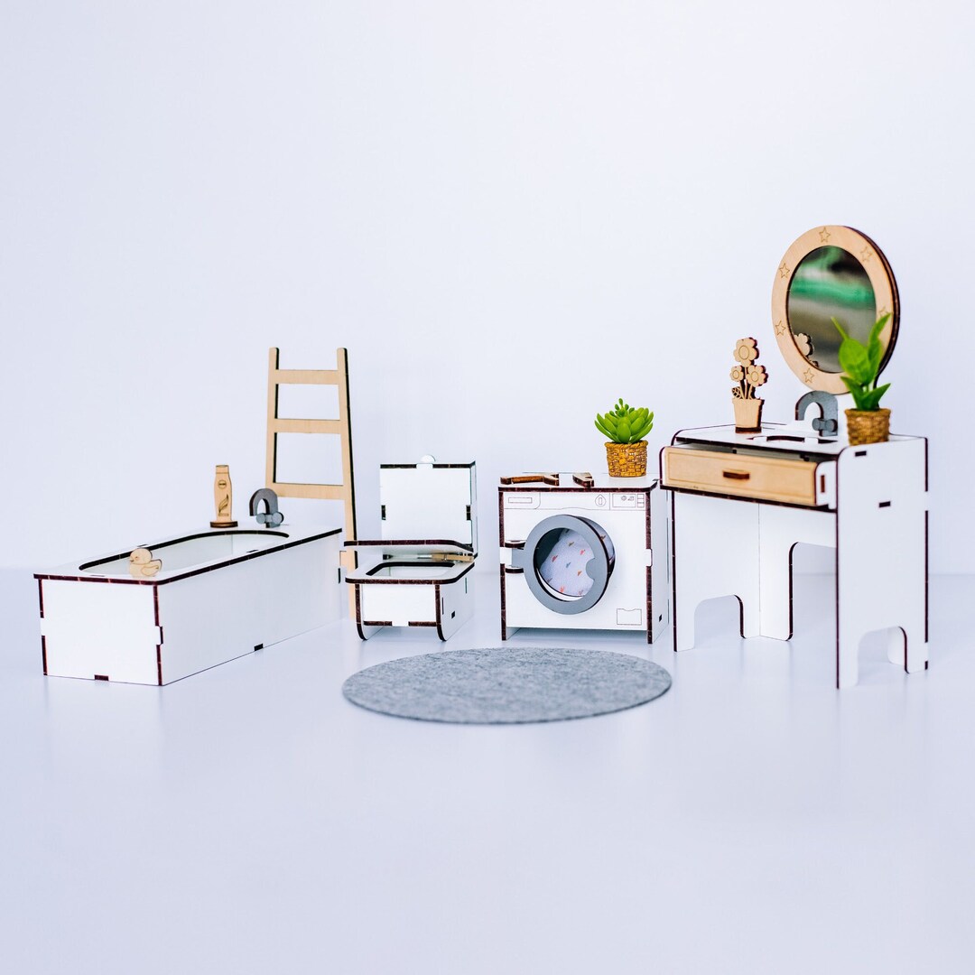 Miniature Bathroom Furniture Set Mini Furniture Tub for Doll Etsy