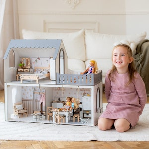 Magical Christmas Gift: Enchanting Handcrafted Wooden Dollhouse for Hours of Imaginative Play