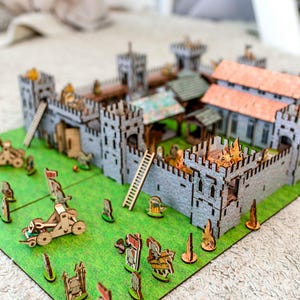 DIY wooden Medieval castle, kids birthday gift, pretend game toys, plywood assembly castle, Christmas gift