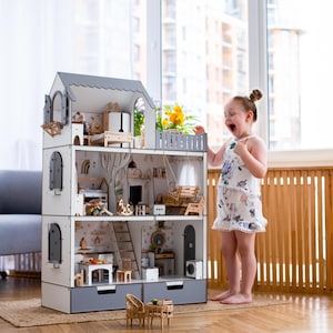 Wooden Dollhouse Model Kit - DIY Craft for Kids - EDUCATIONAL TOY