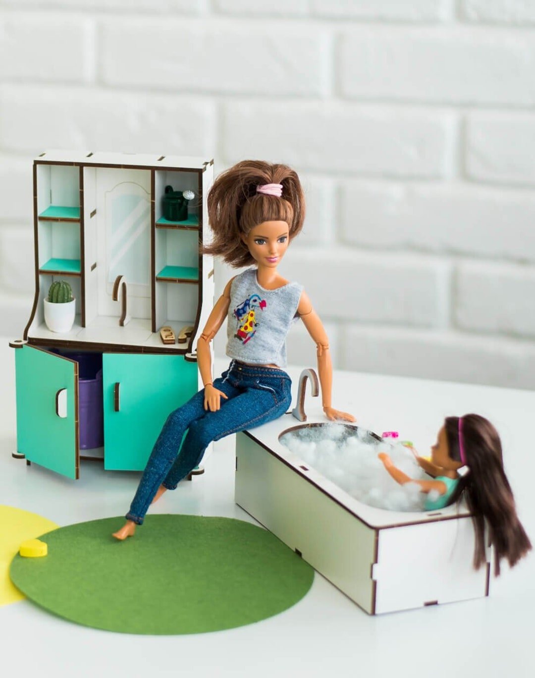 Dollhouse Bathroom Doll House Furniture American Girl Doll Etsy