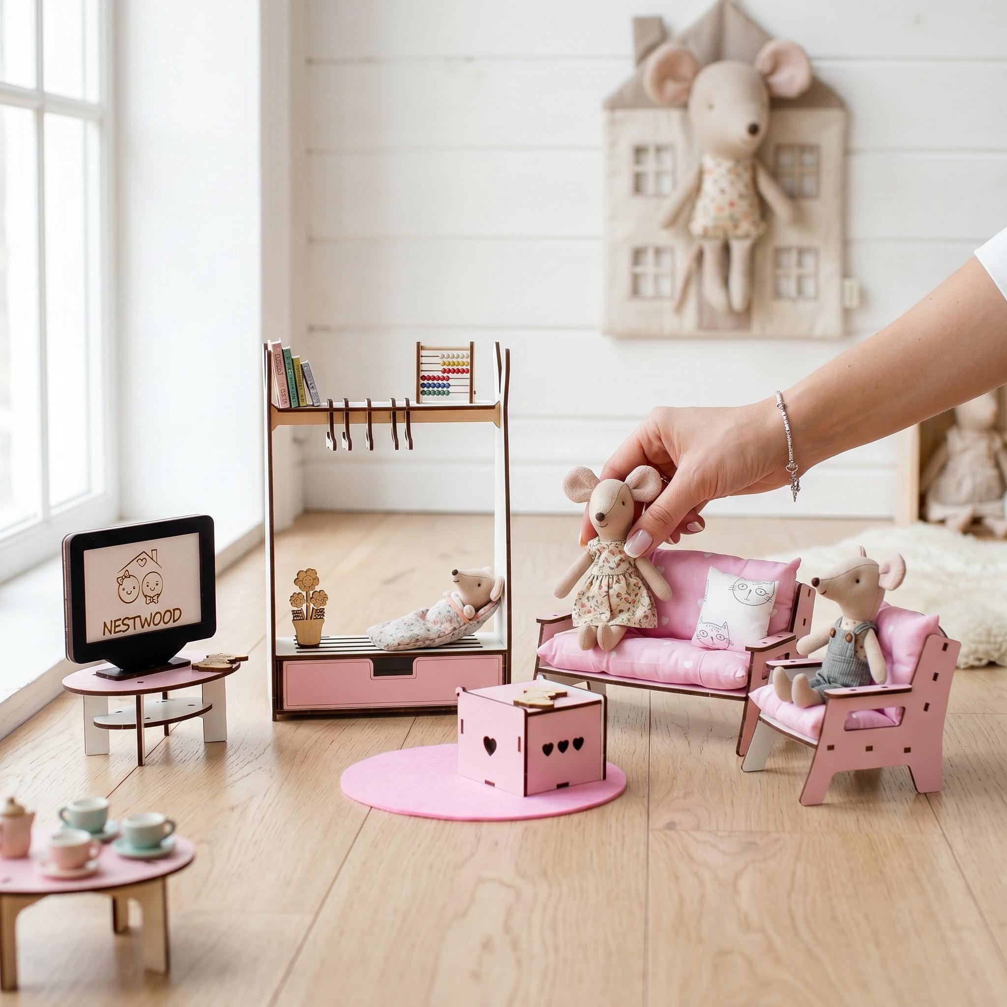 Pink Dollhouse for Dolls |mansion With 5 Rooms and Swing - Etsy