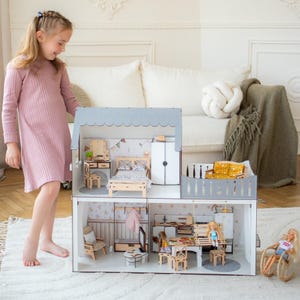 Magical Christmas Gift: Enchanting Handcrafted Wooden Dollhouse for Hours of Imaginative Play
