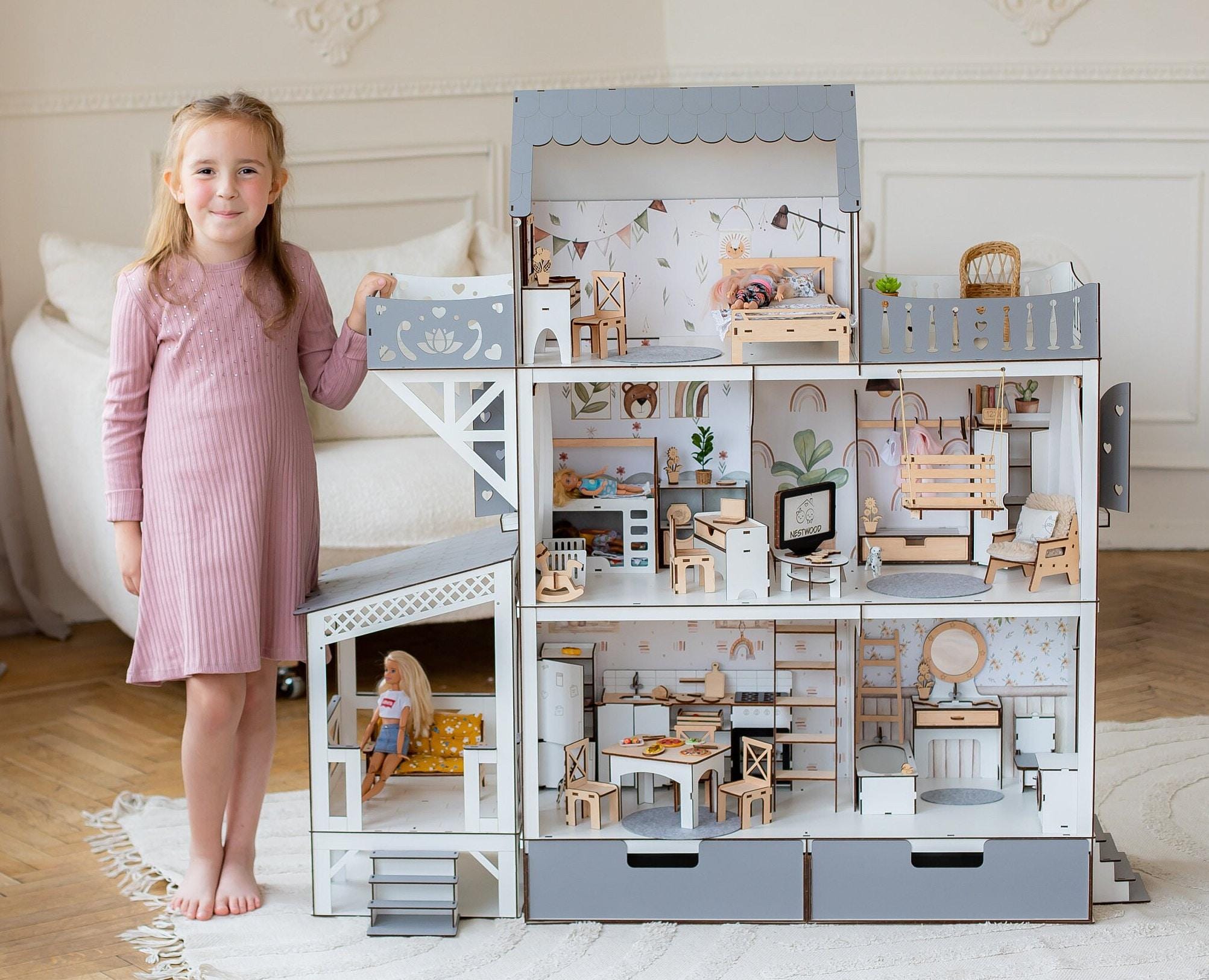 Doll House Accessories Miniature Dollhouse Bedroom Set ILAND