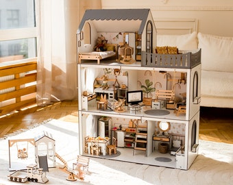 One-of-a-Kind Dollhouse for Maileg House and Barbie Lovers - Complete with Swing and Furniture