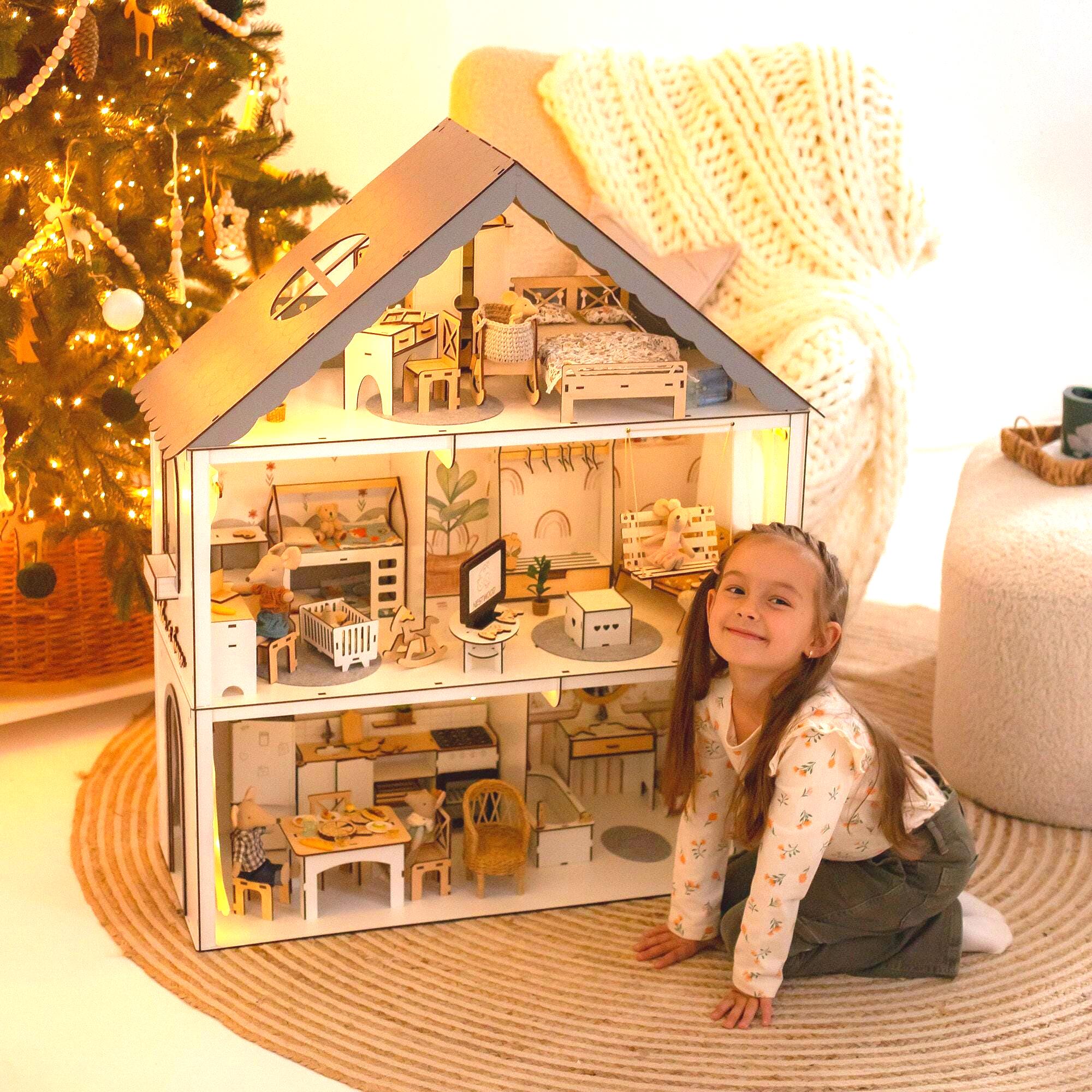 Deluxe Dollhouse With Swing for Maileg House - Perfect for