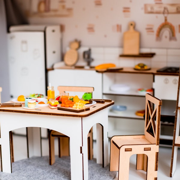 Dollhouse Kitchen Set, Tiny Cooking Set, dollhouse miniature furniture, dollhouse tiny kitchen, Christmas gift for daughter