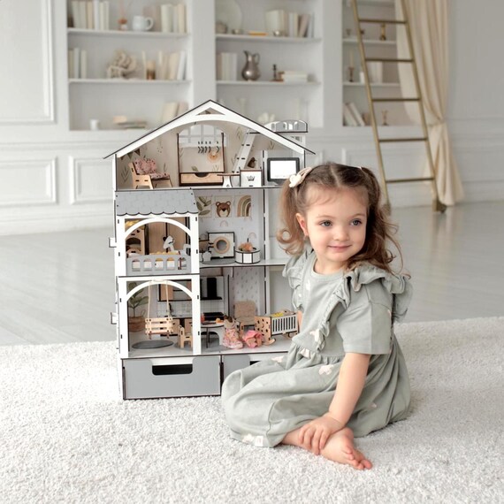 Handmade Dollhouse With Furniture Wooden Mini Dollhouse for - Main Image
