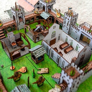 DIY Wooden Medieval Castle Playset for Kids Unassembled 3D Puzzle Toy Birthday Gift with Catapults  Soldiers Eco-Friendly Construction