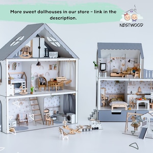 Modern Tiny Toy House Customizable Wooden Dolls House for Girls With ...