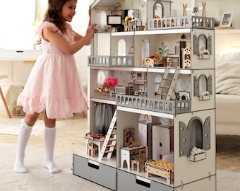 Dollhouse for Maileg Mice, Mini Mouse House, Holzpuppenhaus, Puppenhaus für kleine Puppen, Montessori Toy, Gift for Kids 3–7