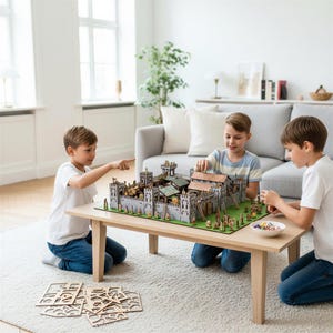 Casa de muñecas de madera con forma de castillo: juguete Montessori para niños de 3 a 7 años.
