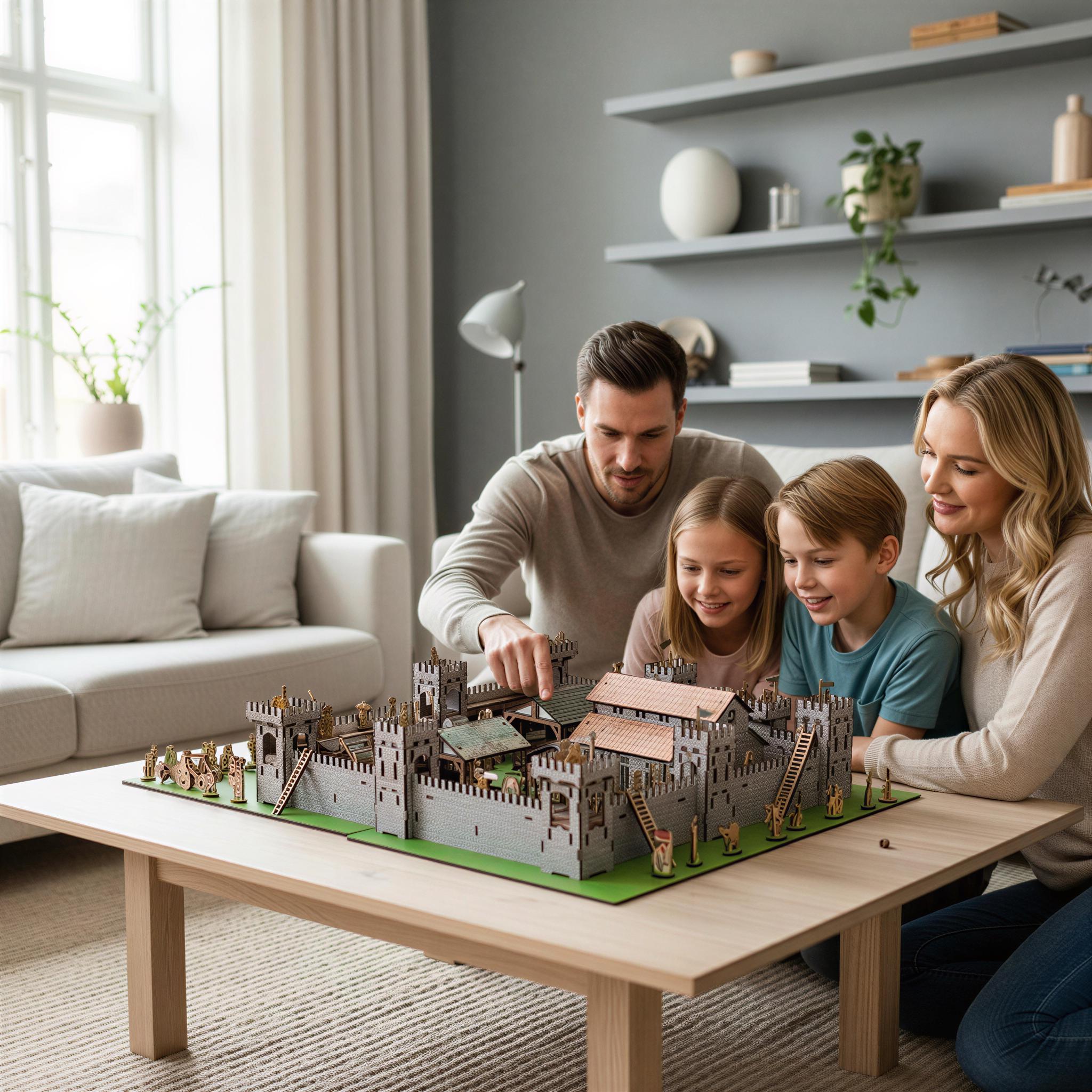 Medieval Castle Playset, Wooden 3D Puzzle With Soldiers and