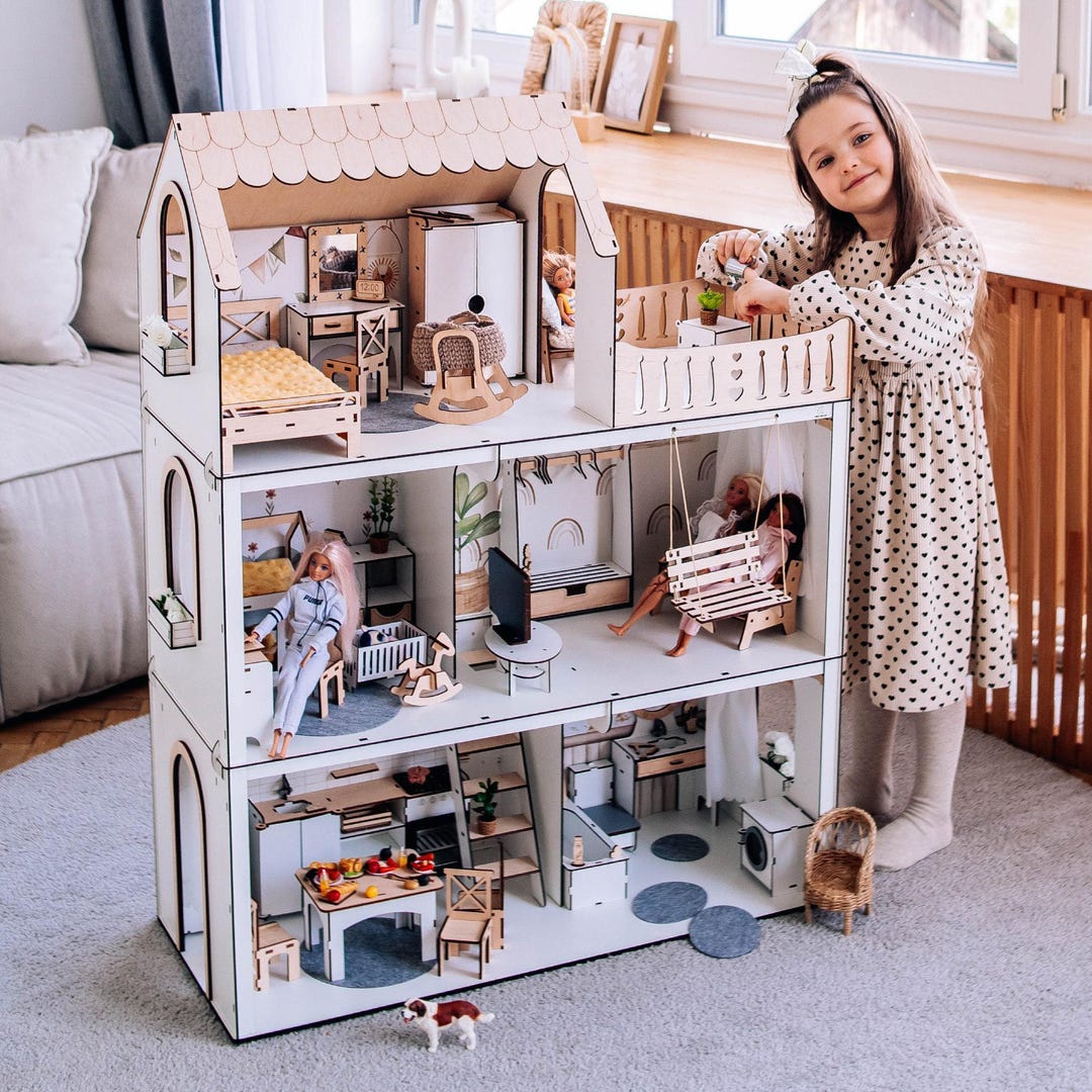 Lux Light Scandi Dollhouse - Modern Scandinavian Style, 3 Floors