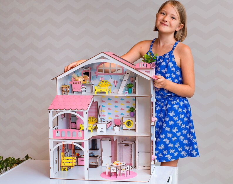 Cute Toy House for Kids DIY Wooden Dollhouse With Elevator Etsy