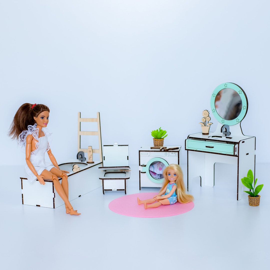 Adorable Miniature Bathroom Furniture Set for Dolls in Mint Etsy