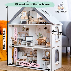 Enchanting Wooden Dollhouse with Ladder and Loft - Unique Christmas Gift for Girls