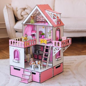 1\12 Scale Dollhouse with Balcony and Stairs – DIY Room for Collectors & Enthusiasts