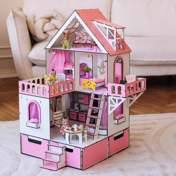 1\12 Scale Dollhouse With Balcony and Stairs – DIY Room for