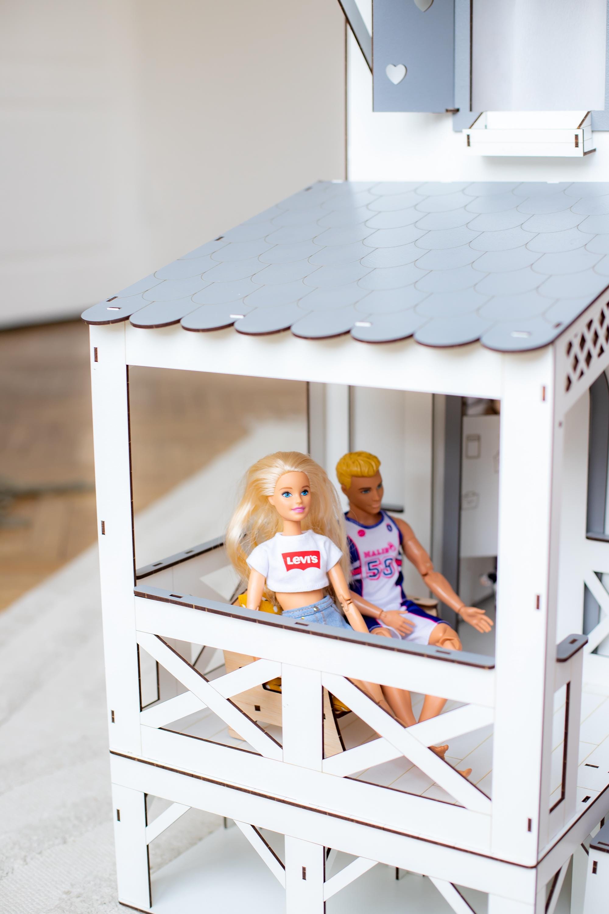 Casa Delle Bambole In Legno Casa delle bambole di legno Con Accessori mobili Piani Inclusi 2