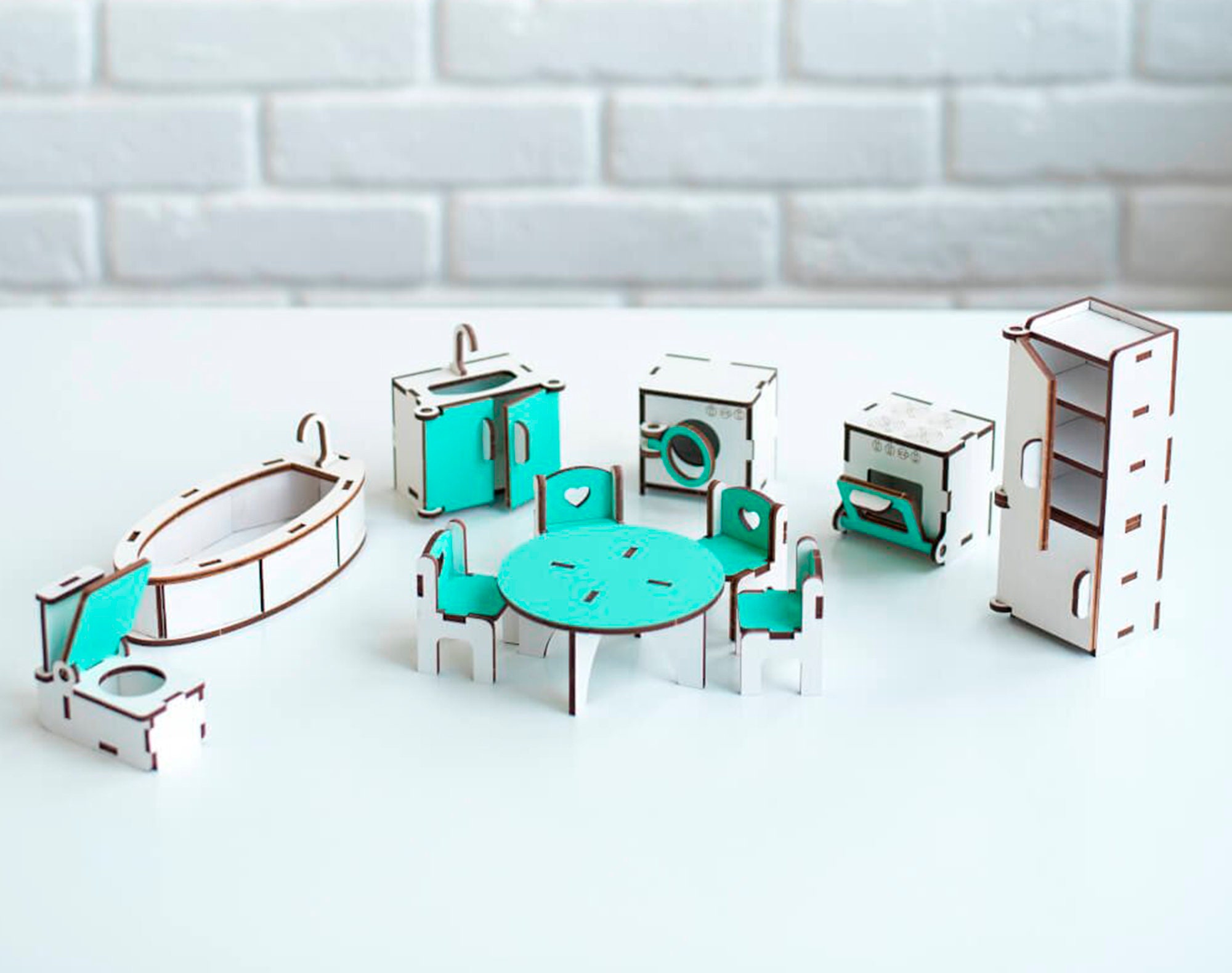 Dollhouse Kitchen Wooden Dollhouse Furniture Dollhouse Etsy