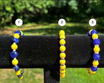 Blue and Yellow Bracelets