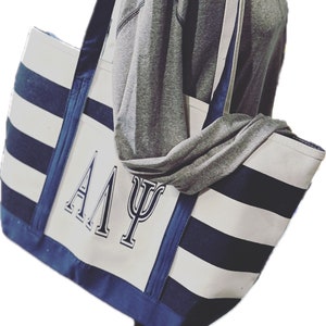 Custom Cotton Canvas Tote - Navy & White (Zippered)