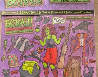 BORAH! Magnetic Witch Dress-Up Set – Halloween Doll Magnet Kit, Salem Witch Toy, Gothic Fashion Doll, Spooky Gift, Fall Decor