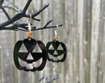 Black Acrylic Pumpkin Earrings